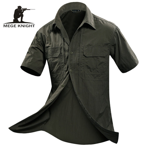 MEGE Summer Men Shirt Short Sleeve Military Shirt Mens Loose Fashion Casual Boss Shirt Vetement Homme Camisa Social Masculina