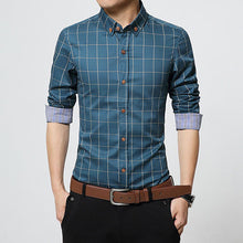 New Autumn Fashion Brand Men Clothes Slim Fit Men Long Sleeve Shirt Men Plaid Cotton Casual Men Shirt Social Plus Size M-5XL