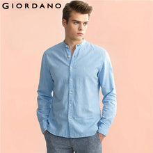 Giordano Men Shirt Chemise Homme Linen Shirts Men Long Sleeves Blouse Mandarin Collar Tops Brand Clothing Casual Shirt