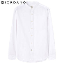 Giordano Men Shirt Chemise Homme Linen Shirts Men Long Sleeves Blouse Mandarin Collar Tops Brand Clothing Casual Shirt