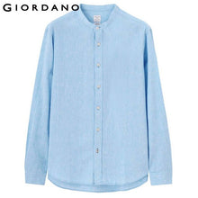 Giordano Men Shirt Chemise Homme Linen Shirts Men Long Sleeves Blouse Mandarin Collar Tops Brand Clothing Casual Shirt