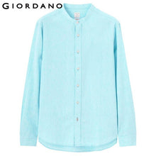 Giordano Men Shirt Chemise Homme Linen Shirts Men Long Sleeves Blouse Mandarin Collar Tops Brand Clothing Casual Shirt